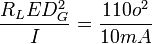 \frac{R_LED_G^{2}}{I} = \frac{110 o ^{2}}{10mA}